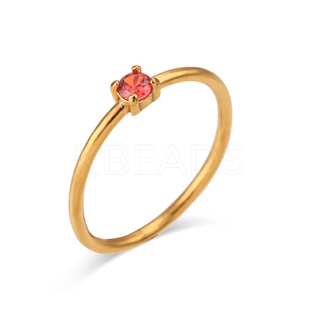 Flat Round 304 Stainless Steel Micro Pave Cubic Zirconia Finger Rings FS-WG2DA17-02-1