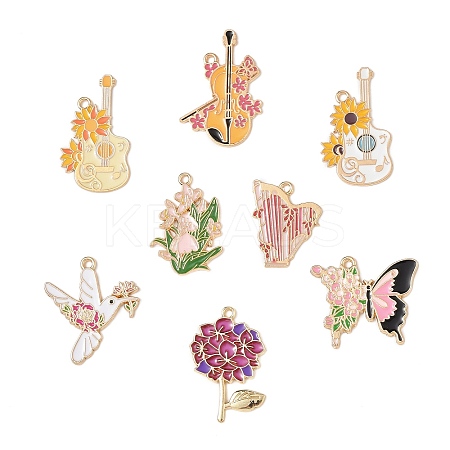 8Pcs 8 Styles Rack Plating Alloy Enamel Pendants FIND-FP0002-65-1