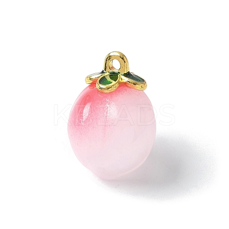 Peach Opaque Resin 3D Fruit Pendants RESI-V002-03B-1