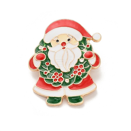 Santa Claus with Christmas Wreath Enamel Pins LS-JEWB-H033-07C-KCG-1