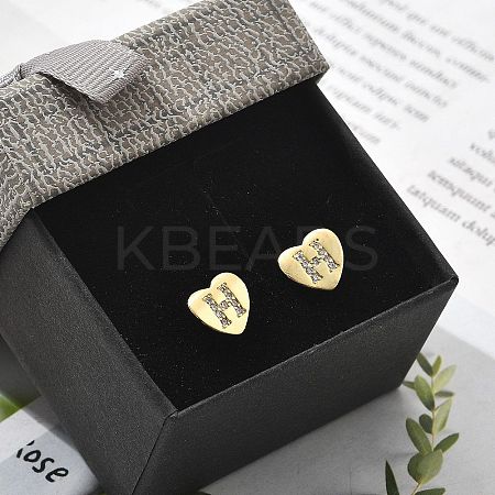 Rack Plating Brass Micro Pave Clear Cubic Zirconia Stud Earrings EJEW-K299-01G-H-1