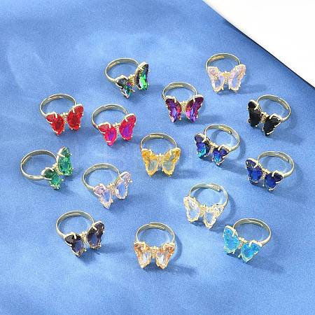 Brass Micro Pave Cubic Zirconia Finger Rings GL-CBA65A8-01G-1