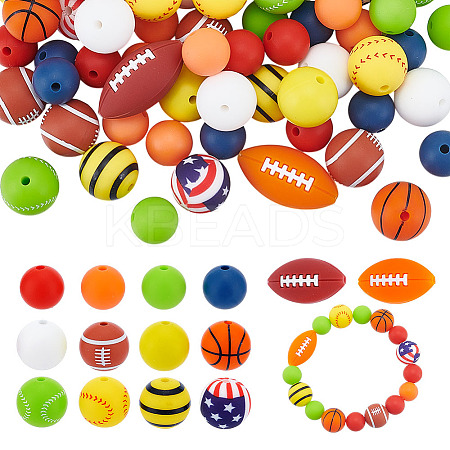 68Pcs 14 Styles Food Grade Eco-Friendly Silicone Beads SIL-GA0001-24A-1