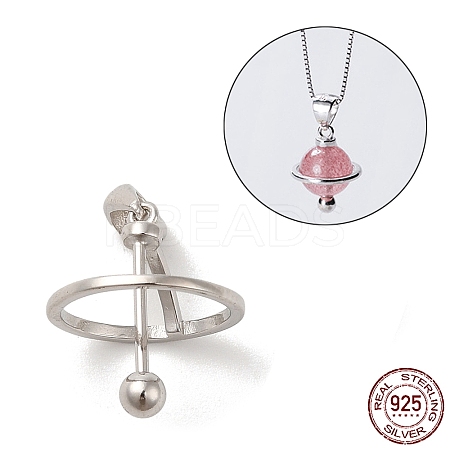 Anti-Tarnish Rhodium Plated 925 Sterling Silver Locket Style Planet Pinch Bails STER-NH0001-55C-P-1