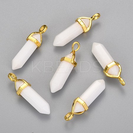 Natural White Jade Bullet Double Terminated Pointed Pendants LS-X-G-G902-B24-1