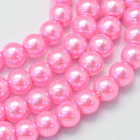 Baking Painted Pearlized Glass Pearl Round Bead Strands HY-Q003-6mm-68-1
