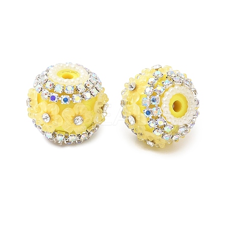Bling Resin Rhinestone Flower Beads LS-OACR-D310-01P-B-1