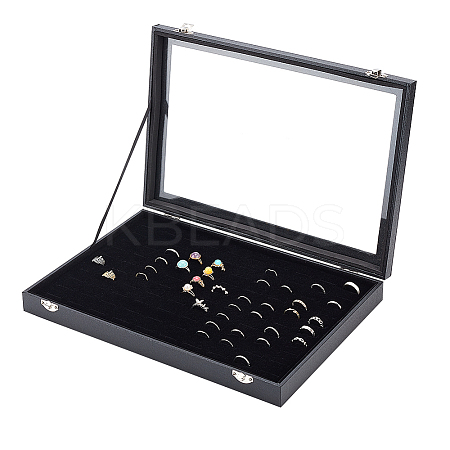 100 Slot Rectangle Dustproof Wood Jewelry Presentation Box AJEW-WH0323-46-1