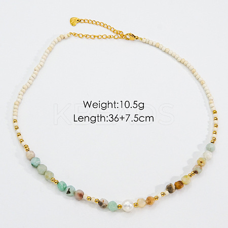 Handmade Natual Pearl & Natural Quartz & Shell Beaded Necklaces XL1709-12-1