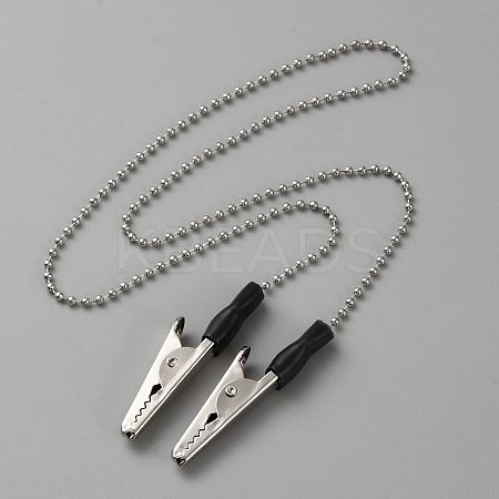 Iron Ball Chain with Plastic Napkin Clip AJEW-WH20006-16E-1