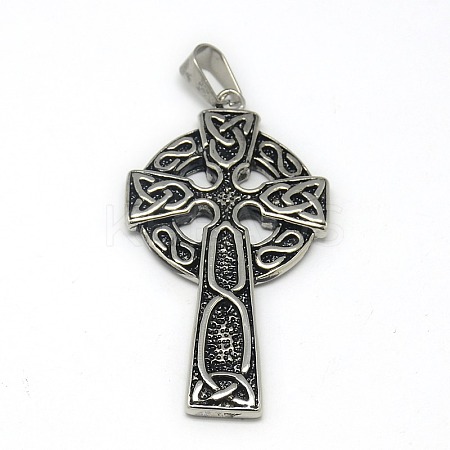 Fashionable Retro 304 Stainless Steel Cross with Ring Pendants STAS-L017-82-1