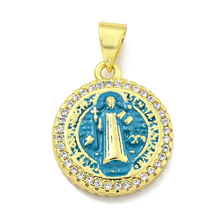 Rack Plating Brass Micro Pave Cubic Zirconia Pendants KK-B091-22G-06-1