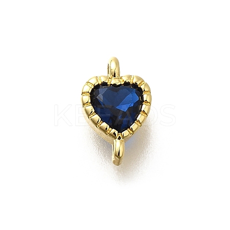 Heart Brass Cubic Zirconia Connector Charms KK-P295-34G-04-1