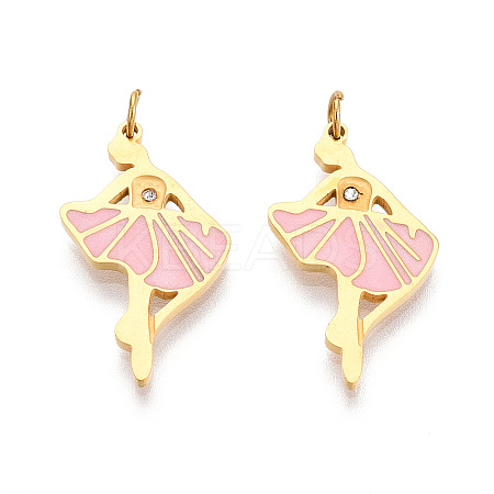 304 Stainless Steel Enamel Pendants STAS-N115-01B-G-1