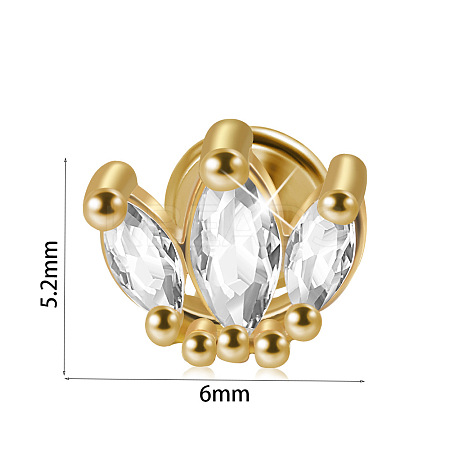 304 Stainless Steel Micro Pave Clear Cubic Zirconia Cartilage Earrings WG369ED-08-1