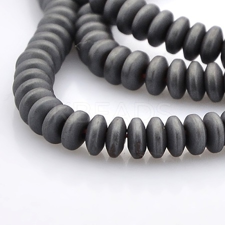 Matte Style Electroplate Non-magnetic Synthetic Hematite Rondelle Beads Strands G-M079-02-1