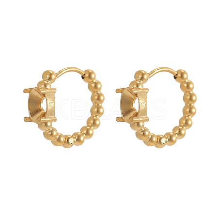 304 Stainless Steel Beaded Hoop Earring Settings STAS-OY011-98G-1