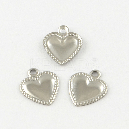 Tarnish Resistant Heart 201 Stainless Steel Charm Pendants STAS-R075-10-1