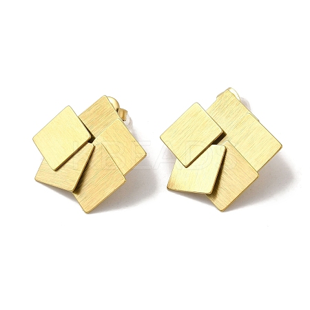 304 Stainless Steel Square Stud Earrings for Women EJEW-Q781-21G-1