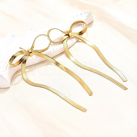 Bowknot 304 Stainless Steel Stud Earrings for Women EJEW-D104-04G-1