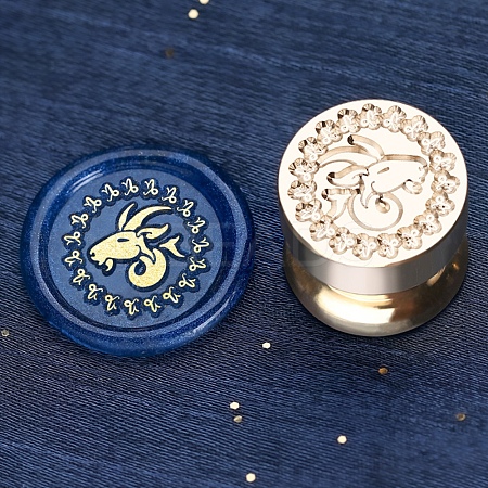 Golden Tone Round Wax Seal Brass Stamp Heads AJEW-S087-02G-05-1