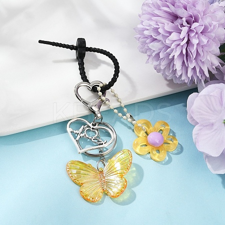 Acrylic Butterfly & Resin Flower Pendant Keychains KEYC-YW00179-04-1