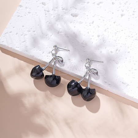 Cherry Zinc Alloy CCB Plastic Dangle Stud Earrings FS-WGA613B-05-1