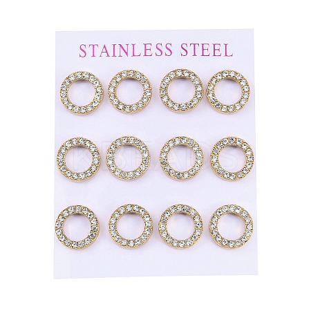 PVD Vacuum Plating 304 Stainless Steel Stud Earrings EJEW-C099-09G-02-1