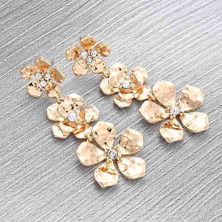 Flower Zinc Alloy Dangle Stud Earrings EJEW-Z107-02G-1