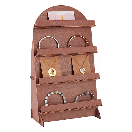 4-Tier Arch Shaped Basswood Plywood Display Stands for Display Cards Postcards ODIS-WH0100-11-1