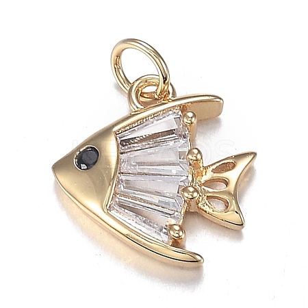 Brass Micro Clear & Black Cubic Zirconia Charms ZIRC-F120-054G-1