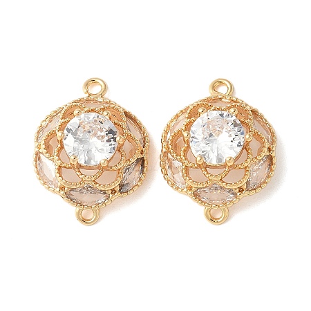 Flower Brass Connector Charms KK-A253-04G-1
