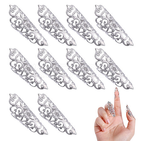 10Pcs Hollow Out Iron Fingers Nail Covers MRMJ-GL0001-20P-1