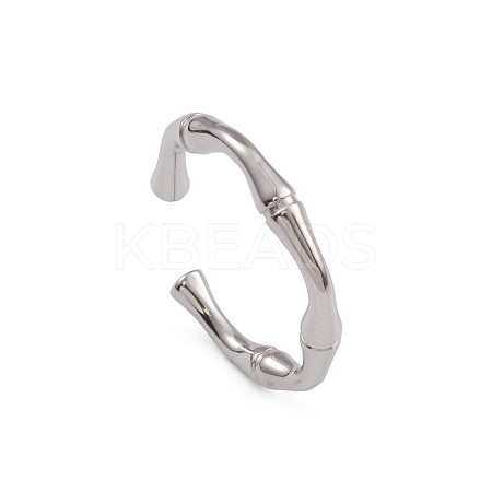 Non-Tarnish 304 Stainless Steel Bamboo Joint Open Cuff Rings for Women RJEW-G285-09P-1