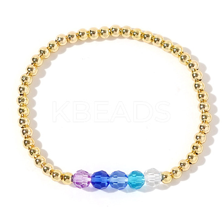 Elegant Brass & Faceted Glass Bead Stretch Bracelets CP7555-3-1