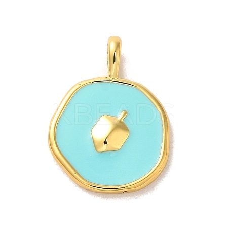 Hannukah Brass Enamel Pendants KK-M278-07A-G-1