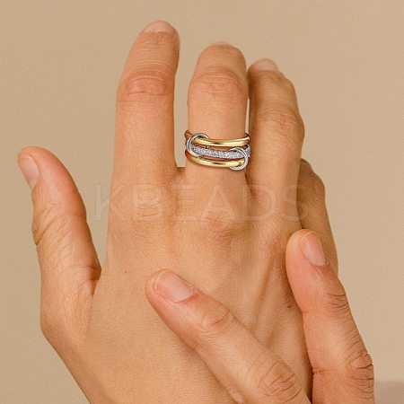 Brass Micro Pave Cubic Zirconia Finger Rings FS-WG6545E-33-1