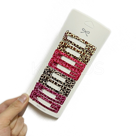 8Pcs Leopard Print Rectangle Alloy Snap Hair Clips for Girl PW-WG06244-03-1