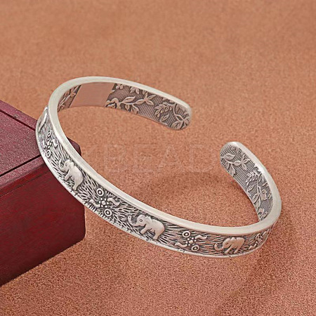 Thailand Elephant Pattern Alloy Cuff Bangles for Men Women FS-WG2CEA0-01-1