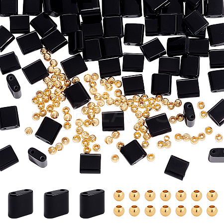 1 Strand Rectangle Natural Black Onyx(Dyed & Heated) Beads Strands G-NB0005-54B-1