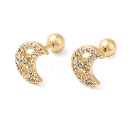 Moon Brass Micro Pave Clear Cubic Zirconia Cartilage Earrings EJEW-L289-02G-01-1