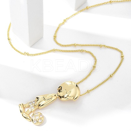 Brass Micro Pave Clear Cubic Zirconia Pendant Necklaces NJEW-M084-01G-01-1