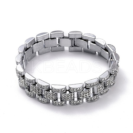 Men's Crystal Rhinestone Solid Link Chain Bracelet LS-BJEW-I297-02P-1