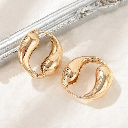 Brass Hoop Earrings for Women EJEW-U041-09G-1