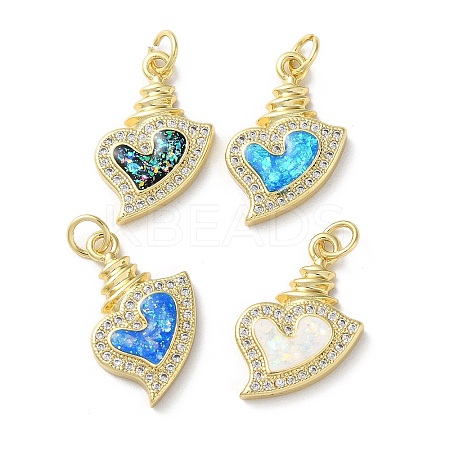 Valentine's Day Brass Micro Pave Clear Cubic Zirconia Pendants KK-C045-34G-1