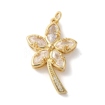 Rack Plating Brass Micro Pave Cubic Zirconia Pendants KK-U022-13A-G-1