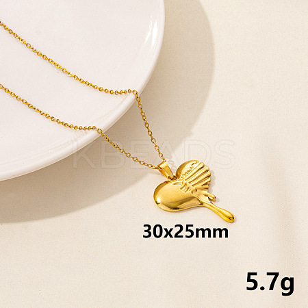 Vintage Stainless Steel Heart Pendant Lock Collarbone Chain Necklace for Women KO0043-2-1
