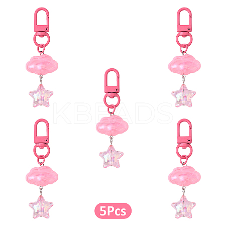 Cloud with Star Acrylic Pendant Decoraions HJEW-YW00184-01-1