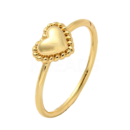 Rack Plating Brass Heart Finger Rings for Women RJEW-C081-04G-1
