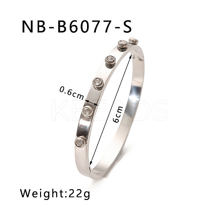304 Stainless Steel Pave Cubic Zirconia Bangles FS-WG09E60-13-1